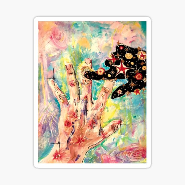 Hands Against the Sky: Acrylic on Canvas Sticker