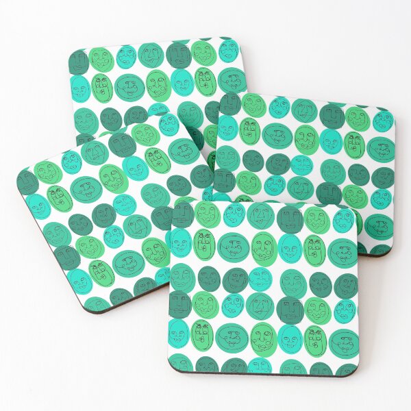Item preview, Abstract Faces Pattern - Vibrant Greens designed and sold by WildeandCo.