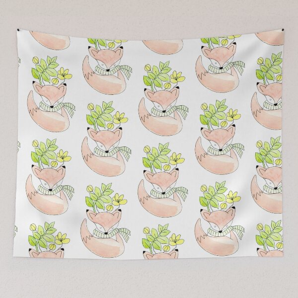 Item preview, Cute, sleeping fox with flowers & leaves. designed and sold by PandaAvenue.