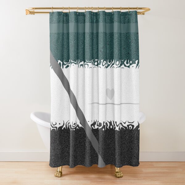 Grey Heart Shower Curtain