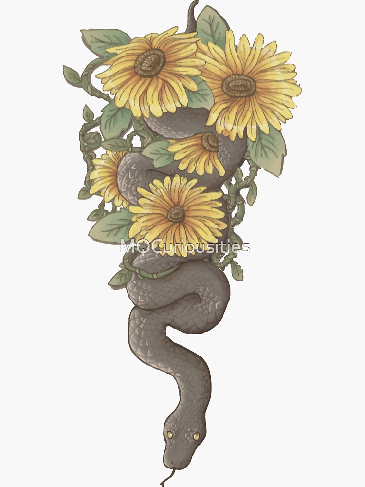 "Snake in Sunflowers png" Sticker by madilynqiao Redbubble