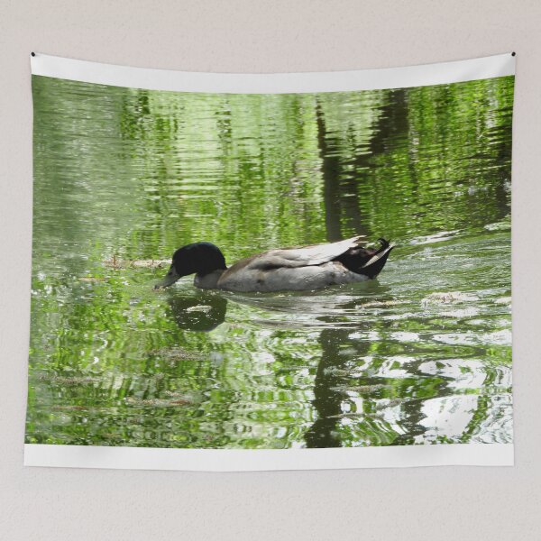 Item preview, swimming duck in a beautiful green pond designed and sold by Stephanie  Skeem.