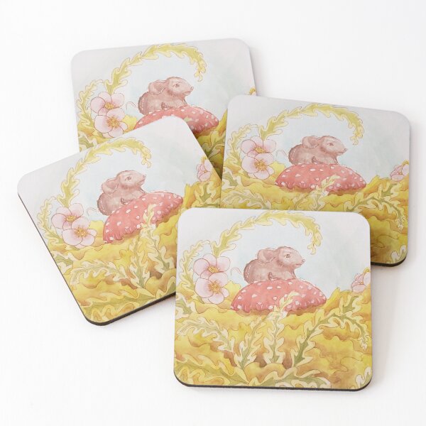 Little Mousy, With His Ears and Whiskers Coasters (Set of 4)