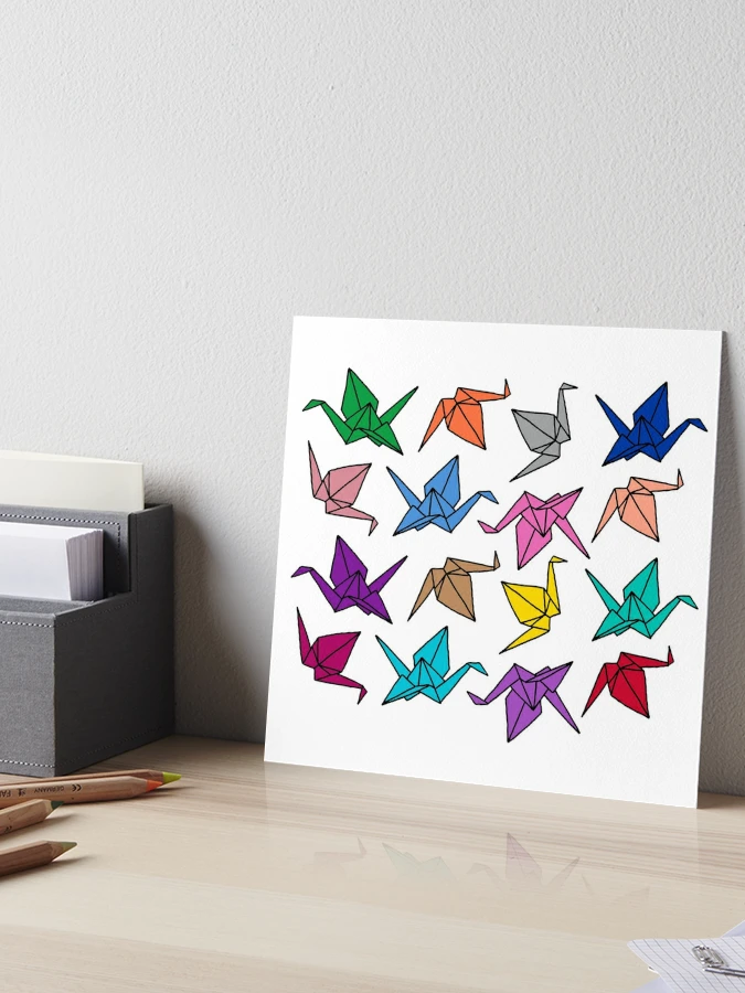 Origami Cranes, Colored Pattern, Paper Folding  Art Board Print for  Sale by Hilary Leslie