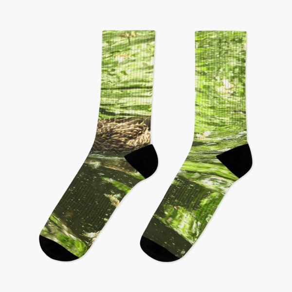 Item preview, Beautiful mallard duck swimming in a green pool with cottonwood fluff designed and sold by Stephanie  Skeem.
