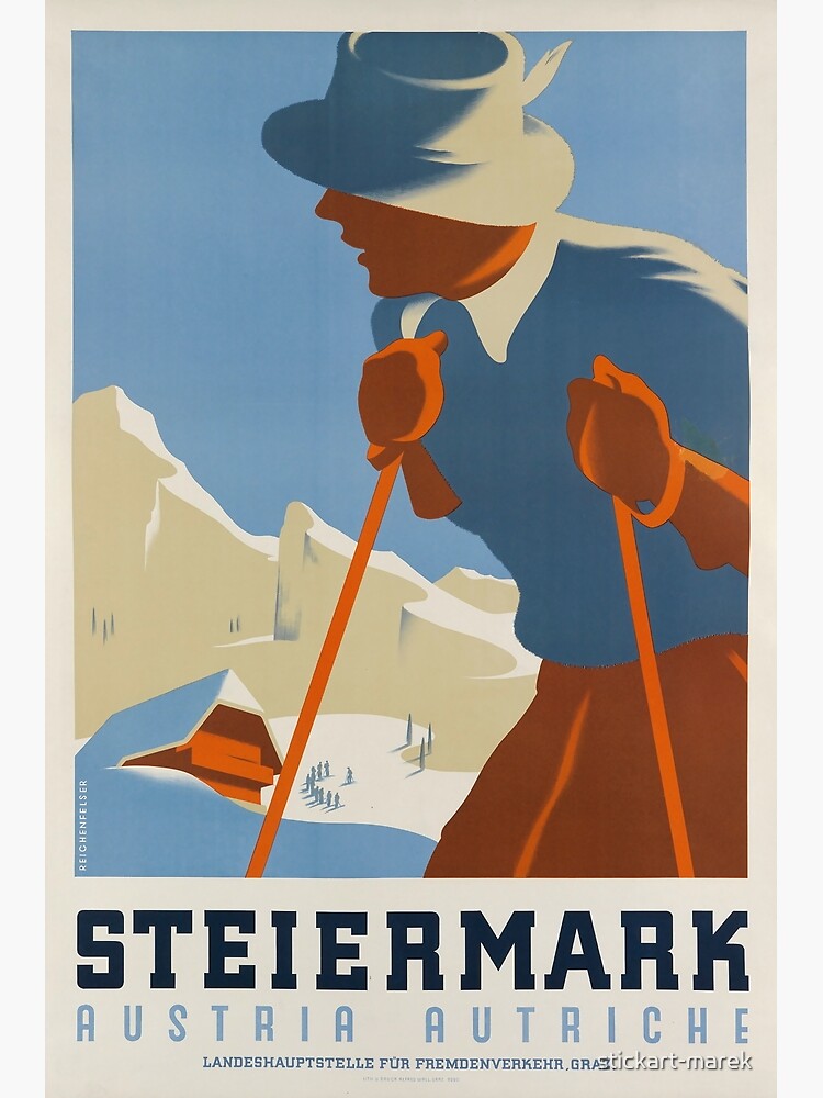 Discover Steiermark vintage travel poster Premium Matte Vertical Poster