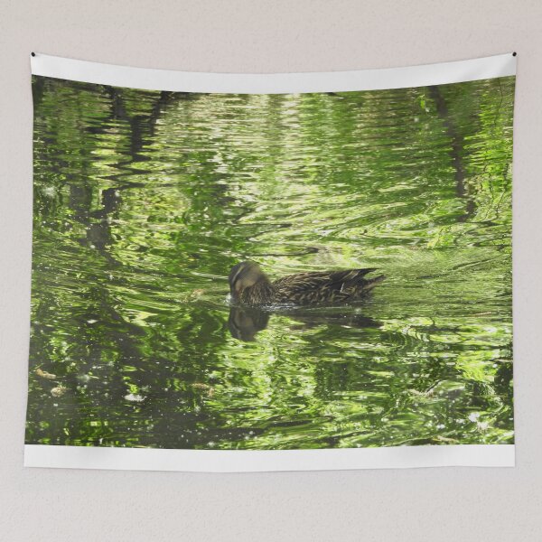 Item preview, happy swimming mallard duck in green pond designed and sold by Stephanie  Skeem.