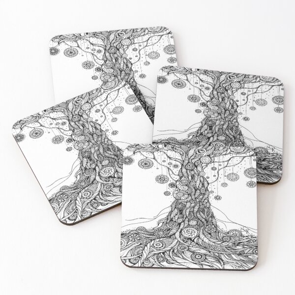 Item preview, Mandalas Tree.Hand draw  ink and pen on textured paper designed and sold by MandalaFlowerArt.