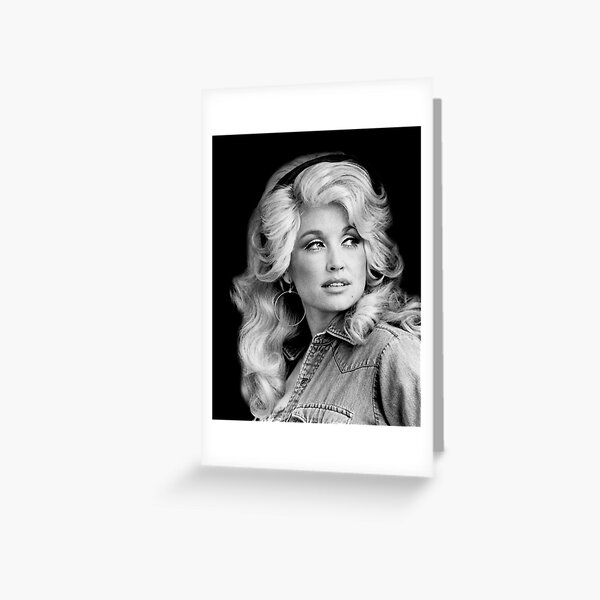 Dolly Parton Sticker in Black and White Greeting Card