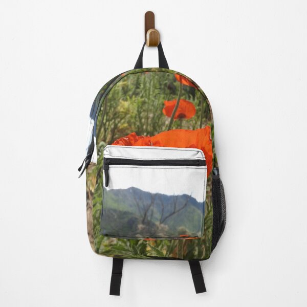 Item preview, red poppies and beautiful mountains designed and sold by Stephanie  Skeem.