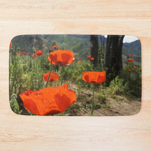 Item preview, red poppies and beautiful mountains designed and sold by Stephanie  Skeem.