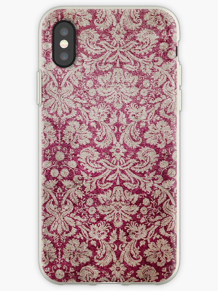 Stained Red Vintage Floral Wallpaper Iphone Cases Covers By