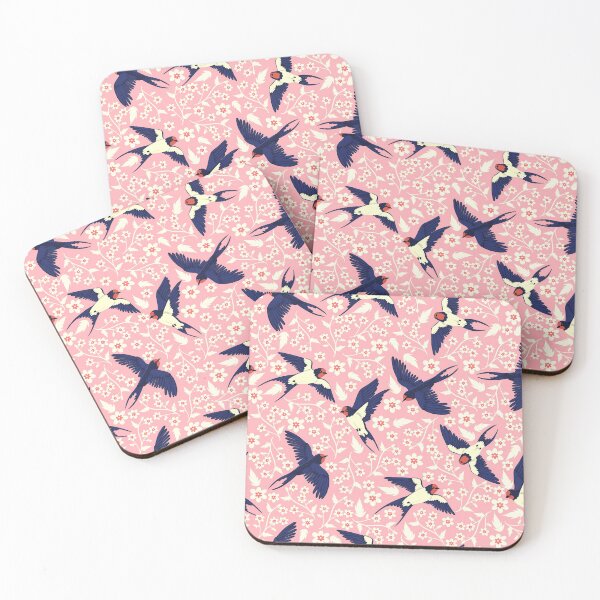 Item preview, Swallows in flight and flowers designed and sold by burbura.