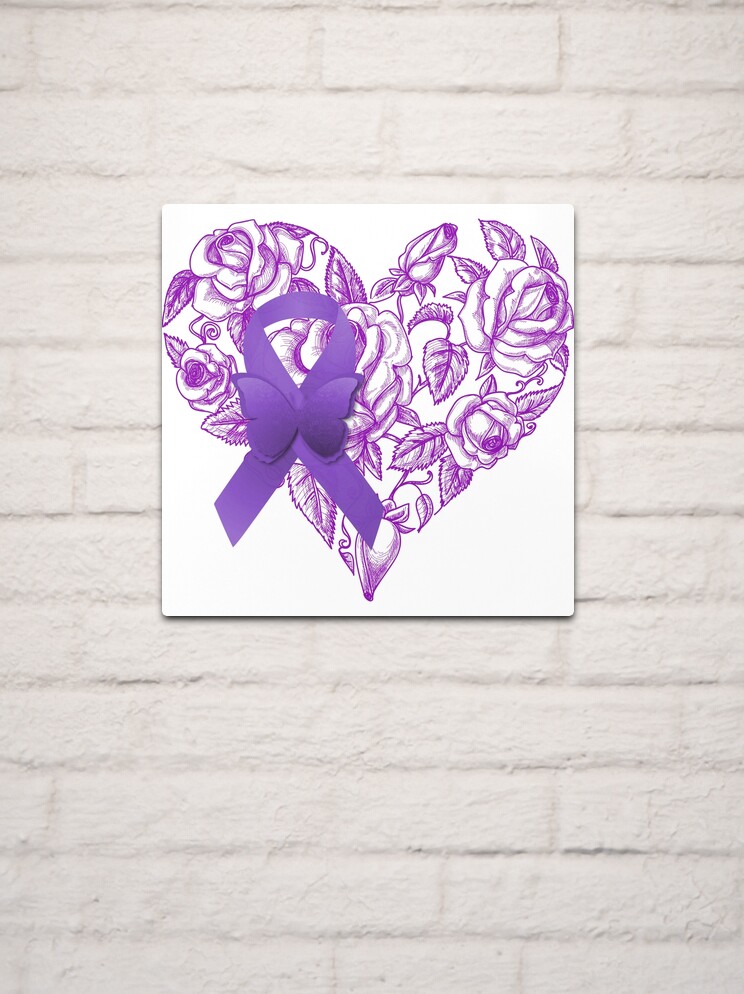 Purple Awareness Ribbon with Butterflies by Alondra, Redbubble