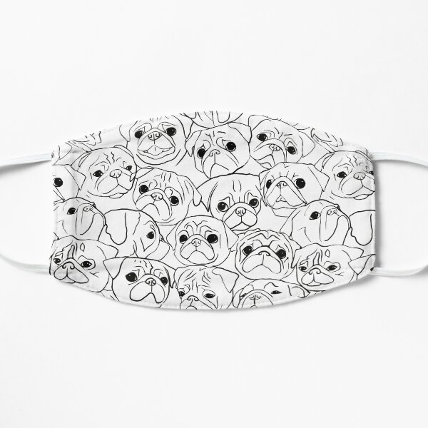 Pugs Line Drawing Pattern Flat Mask