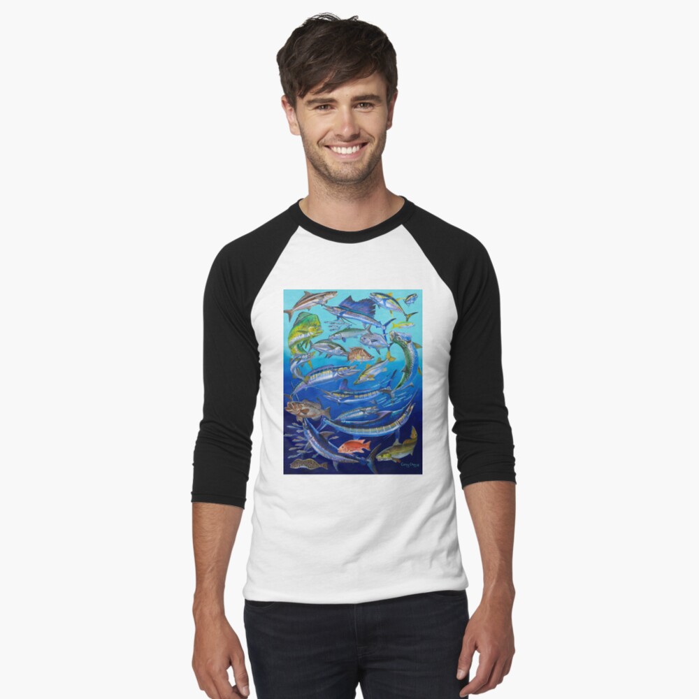 Vista previa del artículo con la obra «Camiseta ¾ estilo béisbol», diseñado y vendido por Bluemarlin.