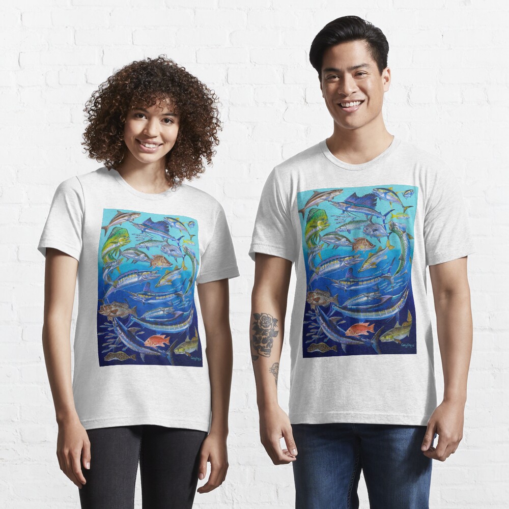 Vista previa del artículo con la obra «Camiseta esencial», diseñado y vendido por Bluemarlin.