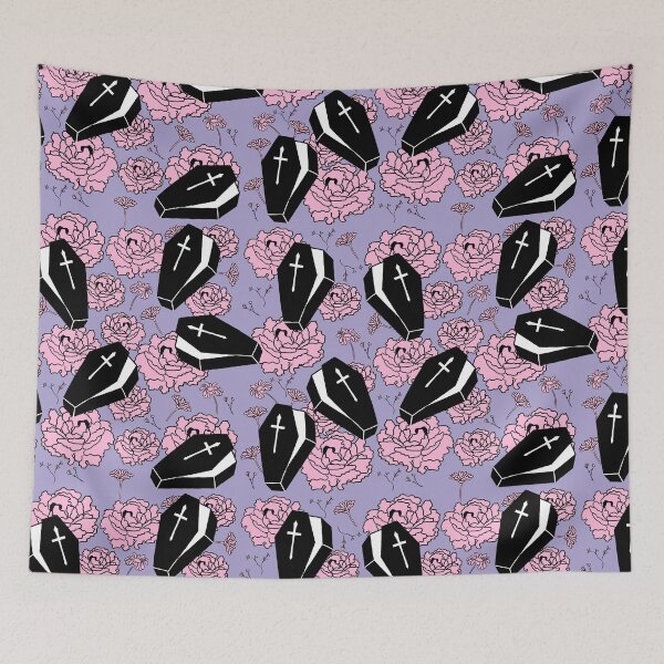 Item preview, Coffins and Flowers on Purple designed and sold by Cass Noel Studio.