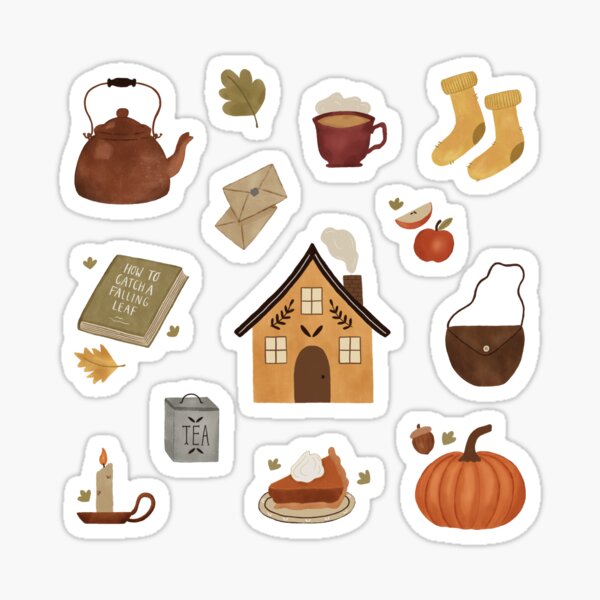  un design évoquant les jours d'automne dans un chalet confortable Sticker