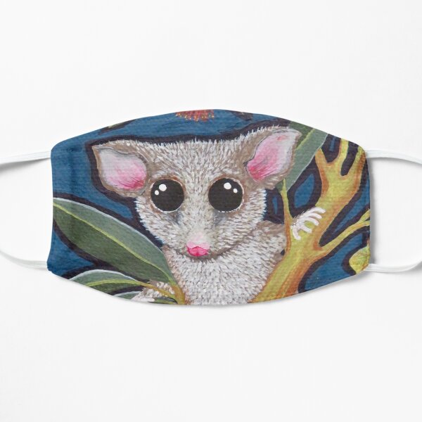 Pygmy Possum and Red Gum Blossoms Flat Mask