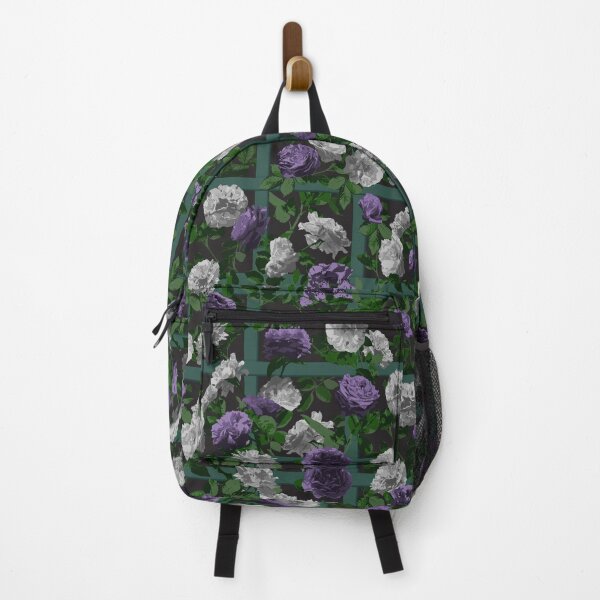 Item preview, Rose Vines on Lattice Pattern - Purple Grey Black designed and sold by WickedRefined - Nicole Demereckis.