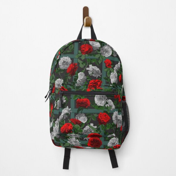 Item preview, Rose Vines on Lattice Pattern - Red Grey Black designed and sold by WickedRefined - Nicole Demereckis.
