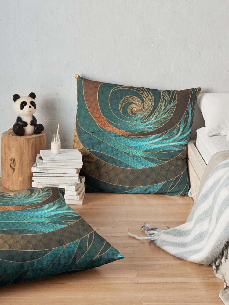 Alternate view of Beautiful Corded Leather Turquoise Fractal Bangles Floor Pillow