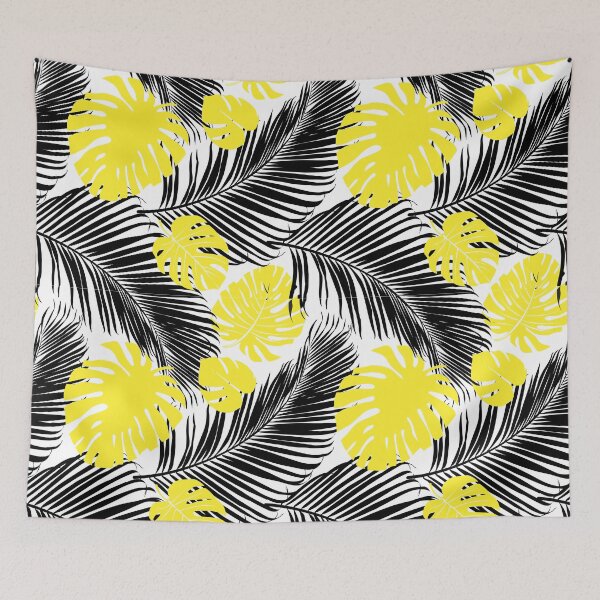Item preview, Yellow and Black Palm Leaves Pattern designed and sold by masterbones.