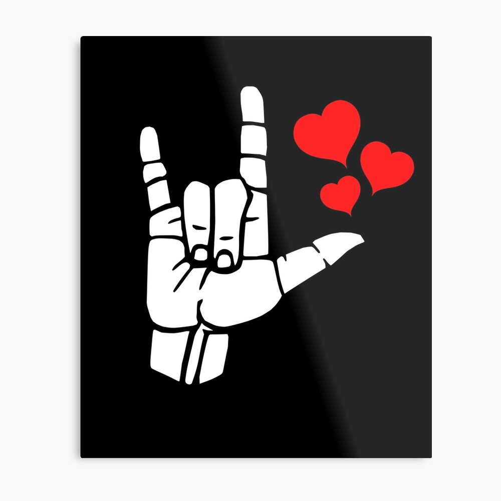 I Love You Sign On Red Heart Sign Language Black And White Design Canvas Print By Ablelingo Redbubble