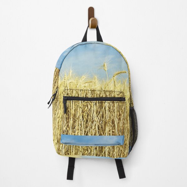 Item preview, Ripe yellow wheat ears on field against blue sky. designed and sold by IaroslavB.