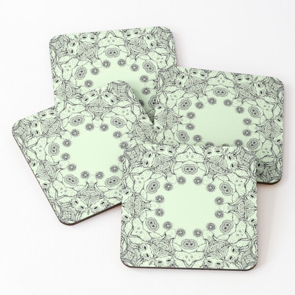 Item preview, Light green fantastic plant kaleidoscope pattern designed and sold by MandalaFlowerArt.