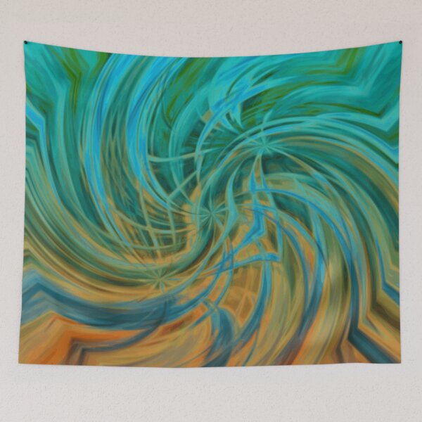 Item preview, Guava Juice - turquoise orange brown circle line pattern designed and sold by JaycraveDesigns.