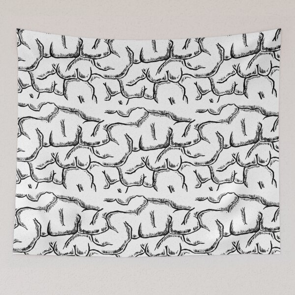 Item preview, Seamless Brain Black on White designed and sold by Hodgepodge Bricolage.