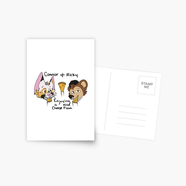 Connor and Ricky Enjoying a Nice Cheese Pizza Postcard