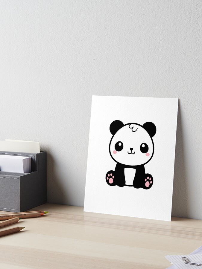 Cute Kawaii Panda With Heart Poster by kiwiprints