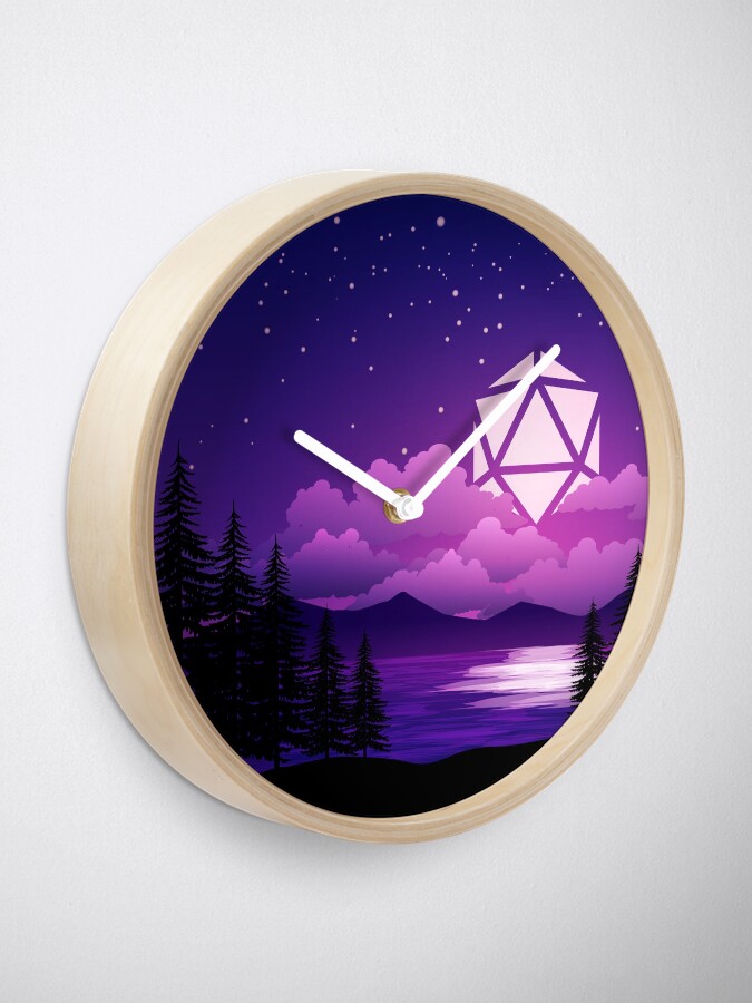 Alternate view of Pink Sunset D20 Dice Sun Lake Tabletop RPG Maps and Landscapes Clock