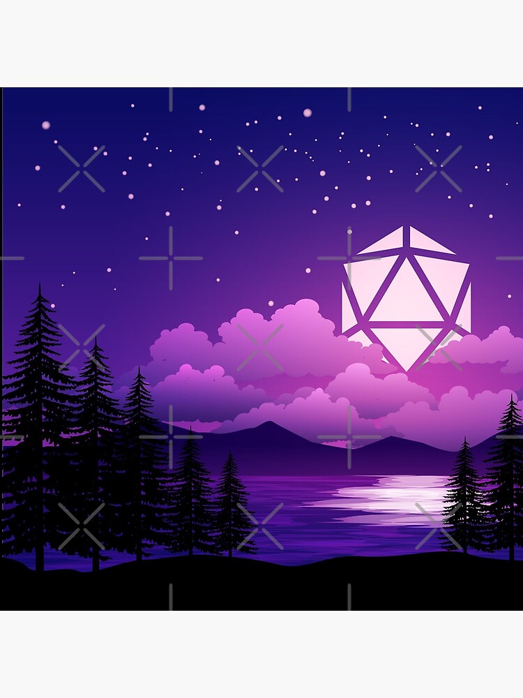 Pink Sunset D20 Dice Sun Lake Tabletop RPG Maps and Landscapes by pixeptional