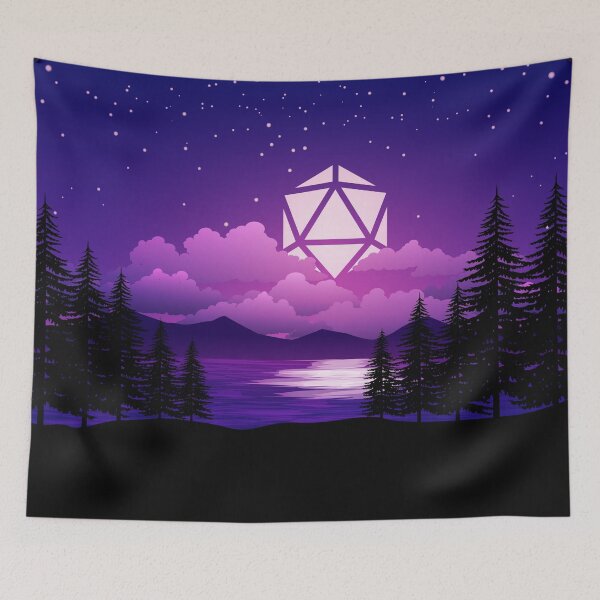 Item preview, Pink Sunset D20 Dice Sun Lake Tabletop RPG Maps and Landscapes designed and sold by pixeptional.