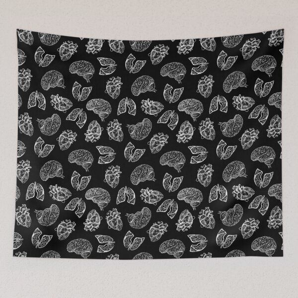 Item preview, Lung Heart Brain - White on Black designed and sold by Hodgepodge Bricolage.