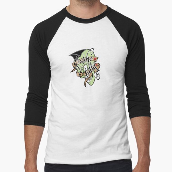 Psychobilly scolled Baseball ¾ Sleeve T-Shirt