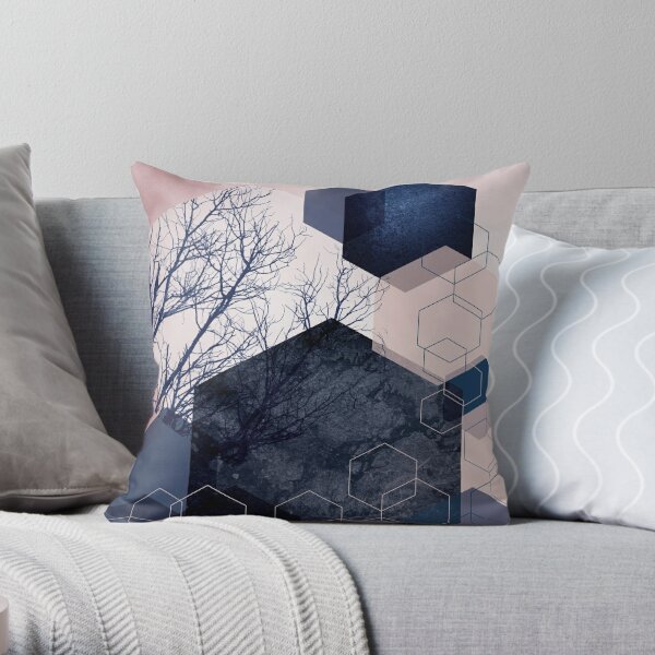 Hexagon Landscape Throw Pillow