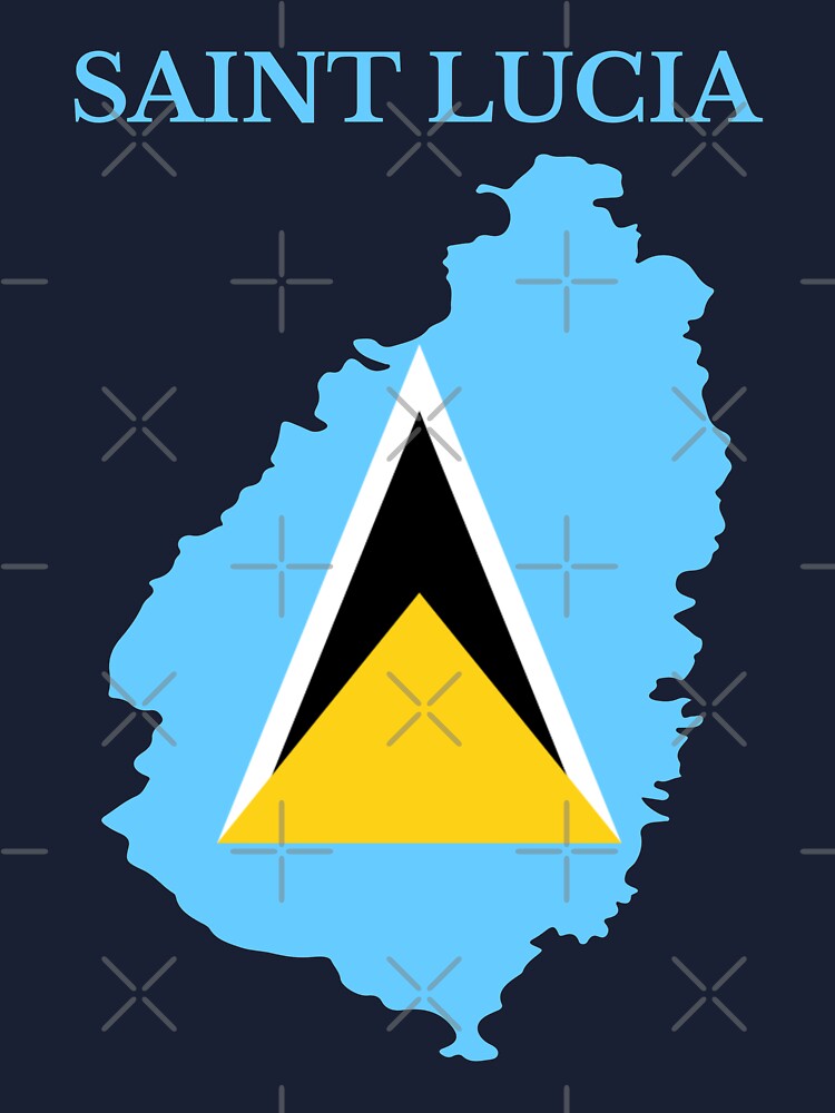 St Lucia Flag Map Ladies T-Shirt