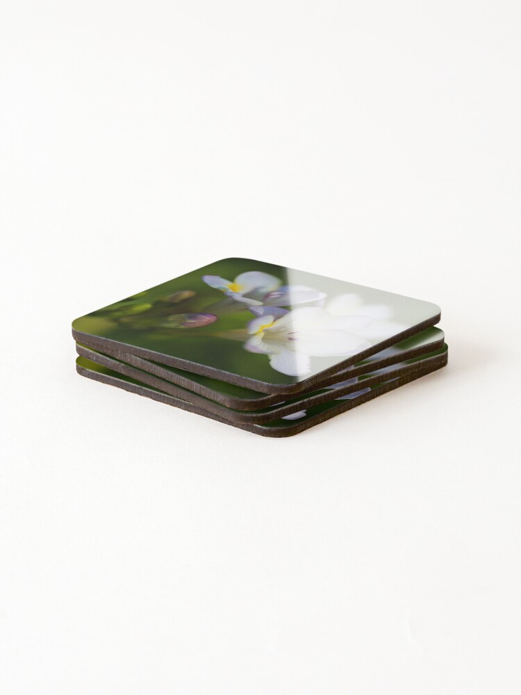 Thumbnail 4 of 5, Coasters (Set of 4), Freesia Flower Hand Spring designed and sold by bubbleblue.