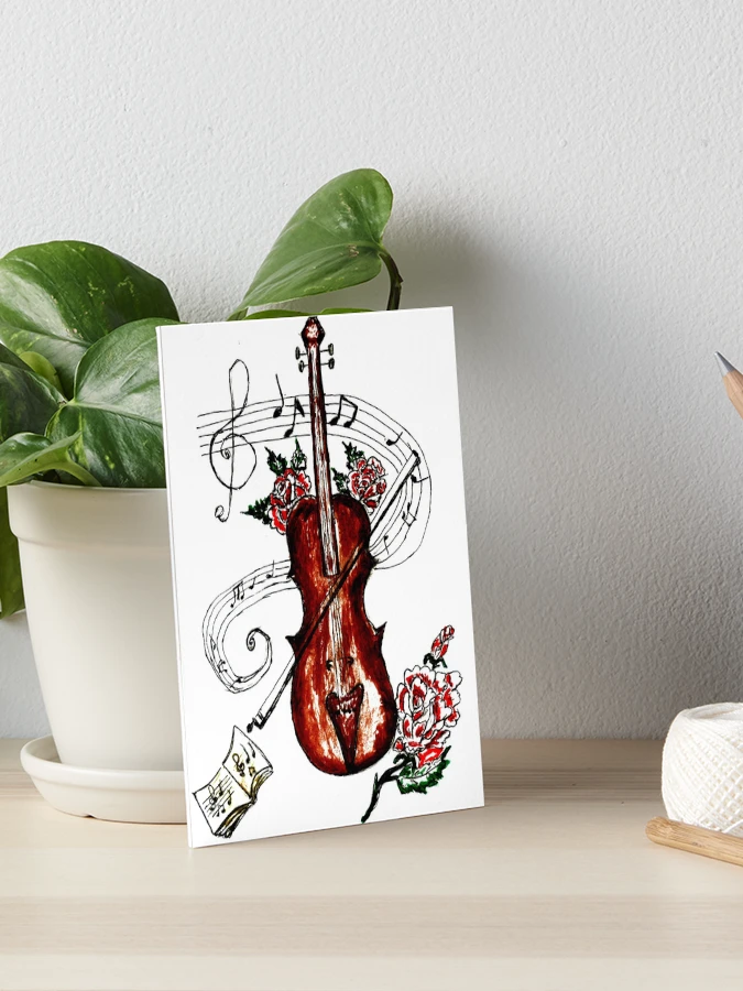 Retro Violin with Music Notes