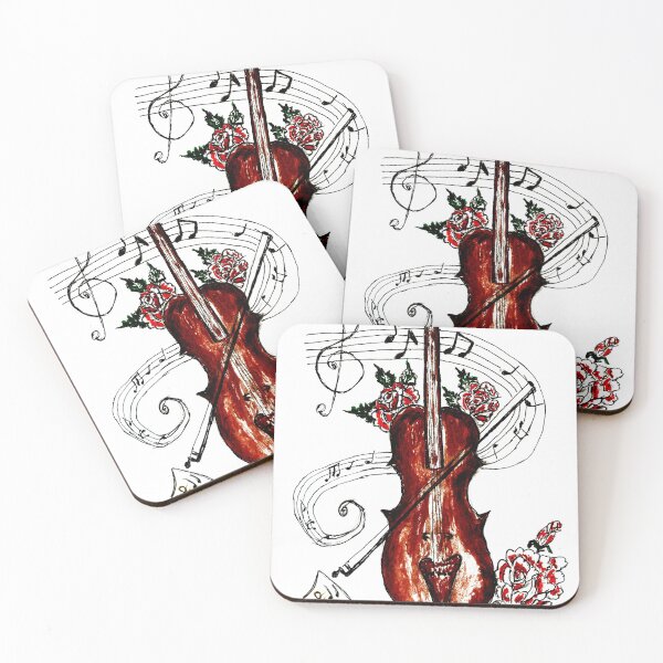 Item preview, Retro Violin with Music Notes designed and sold by AnnArtshock.