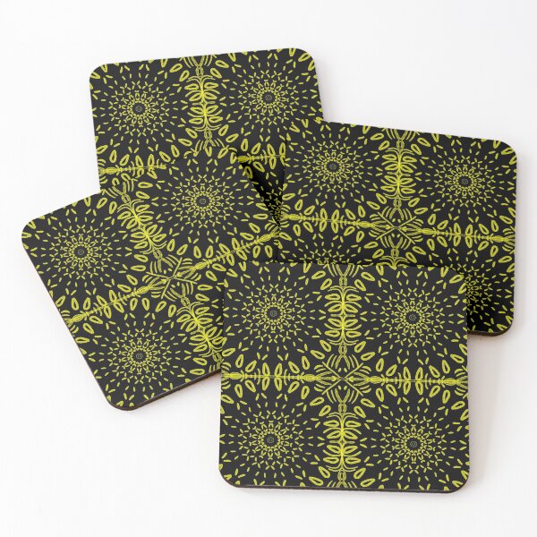 Item preview, Sunflower Abstract Motif - Yellow On Black  designed and sold by Blenderbeetle.
