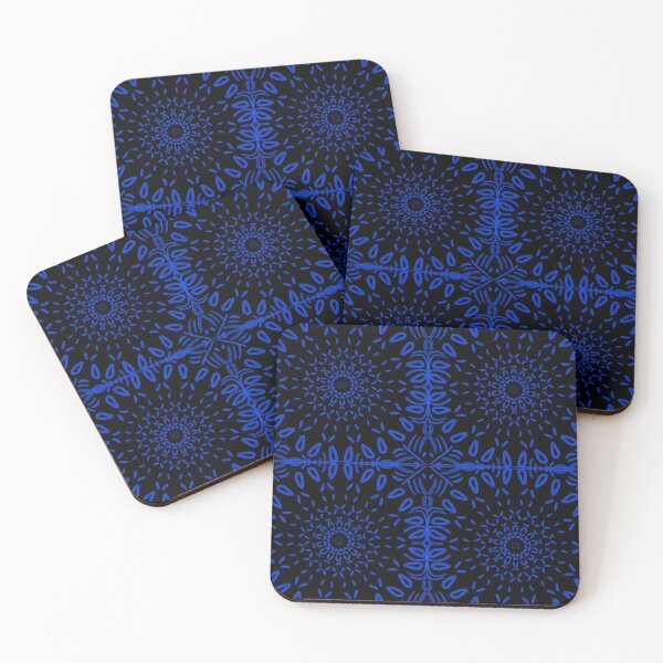 Item preview, Sunflower Abstract Motif - Blue On Black  designed and sold by Blenderbeetle.
