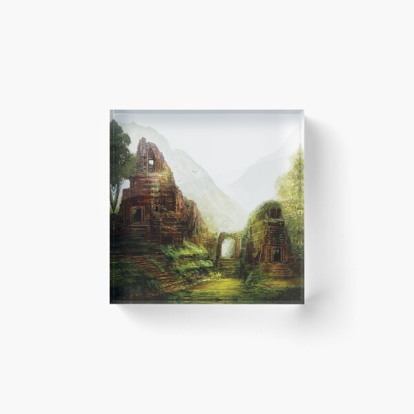 Fantasy ancient forgotten temples in the jungles Acrylic Block