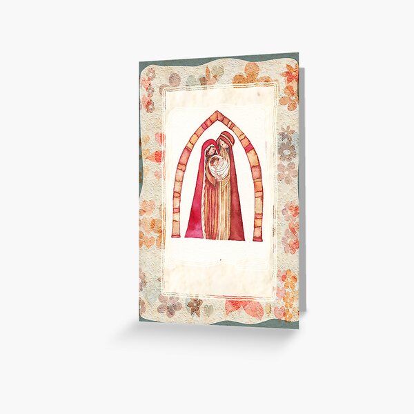 Christmas nativity scene: Jesus Christ , Joseph, Mary Greeting Card