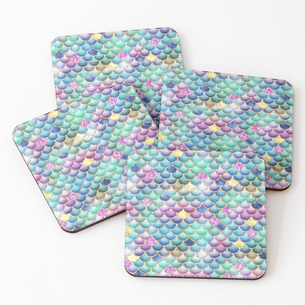 Item preview, Multicolor Mermaid Tail Scales with Gold Glitter and Rainbow Pattern designed and sold by digitalvintage.